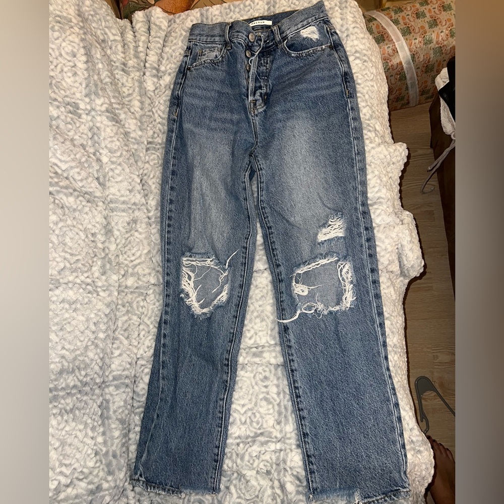 Pacsun straight leg jeans with knee rips